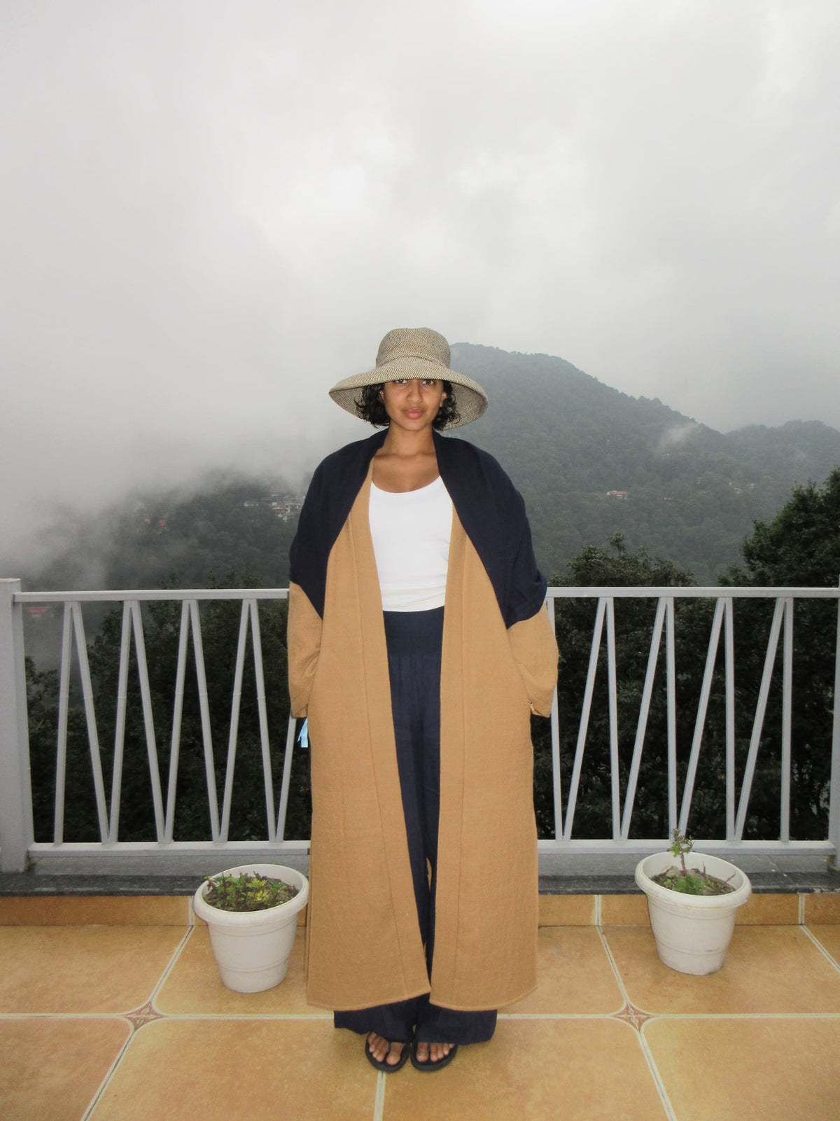 The Meridian Coat in handwoven merino wool