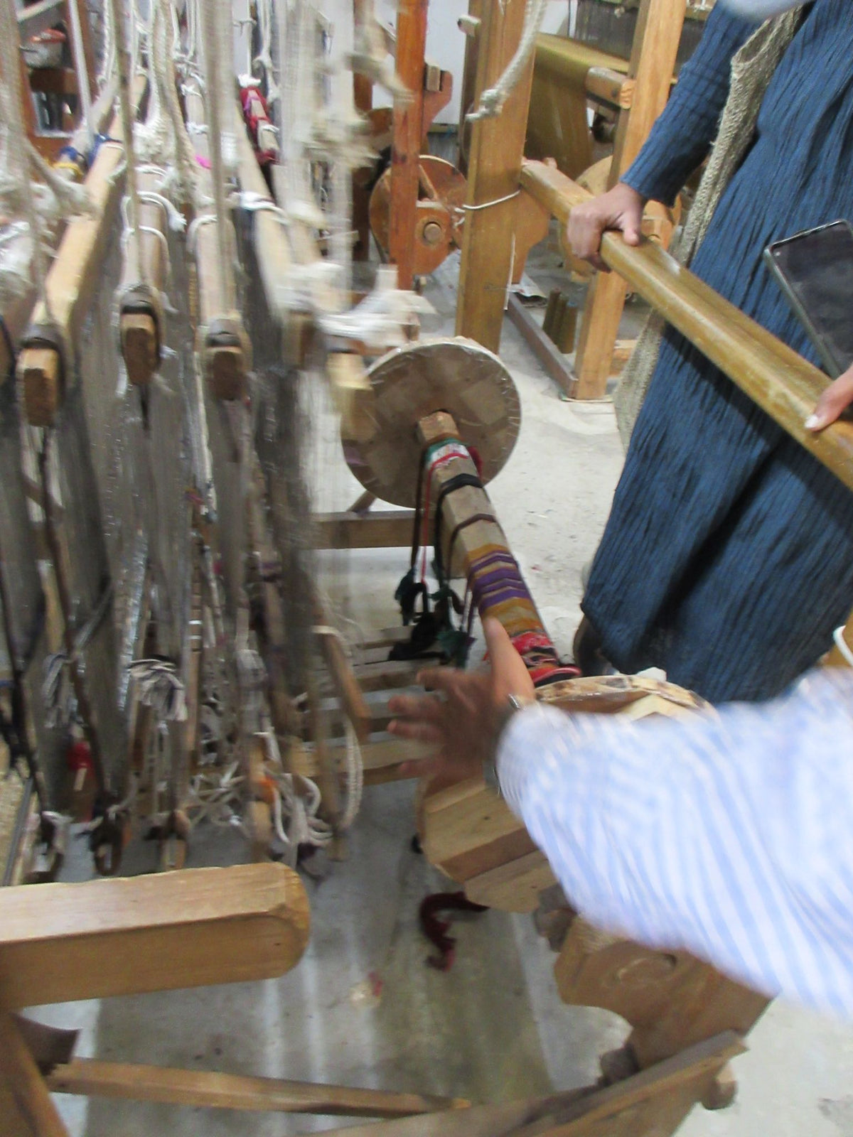 Cotton being spun by hand